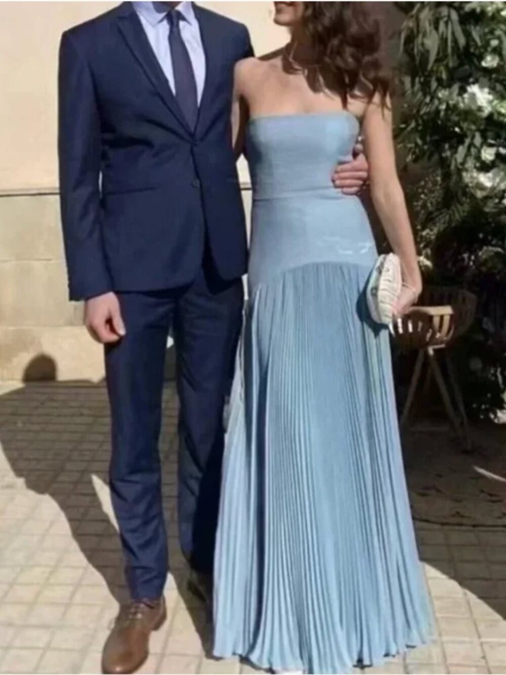 BEST Alexis Sunniva Maxi Dress Gown - Blue Pleated Party Cocktail Wedding